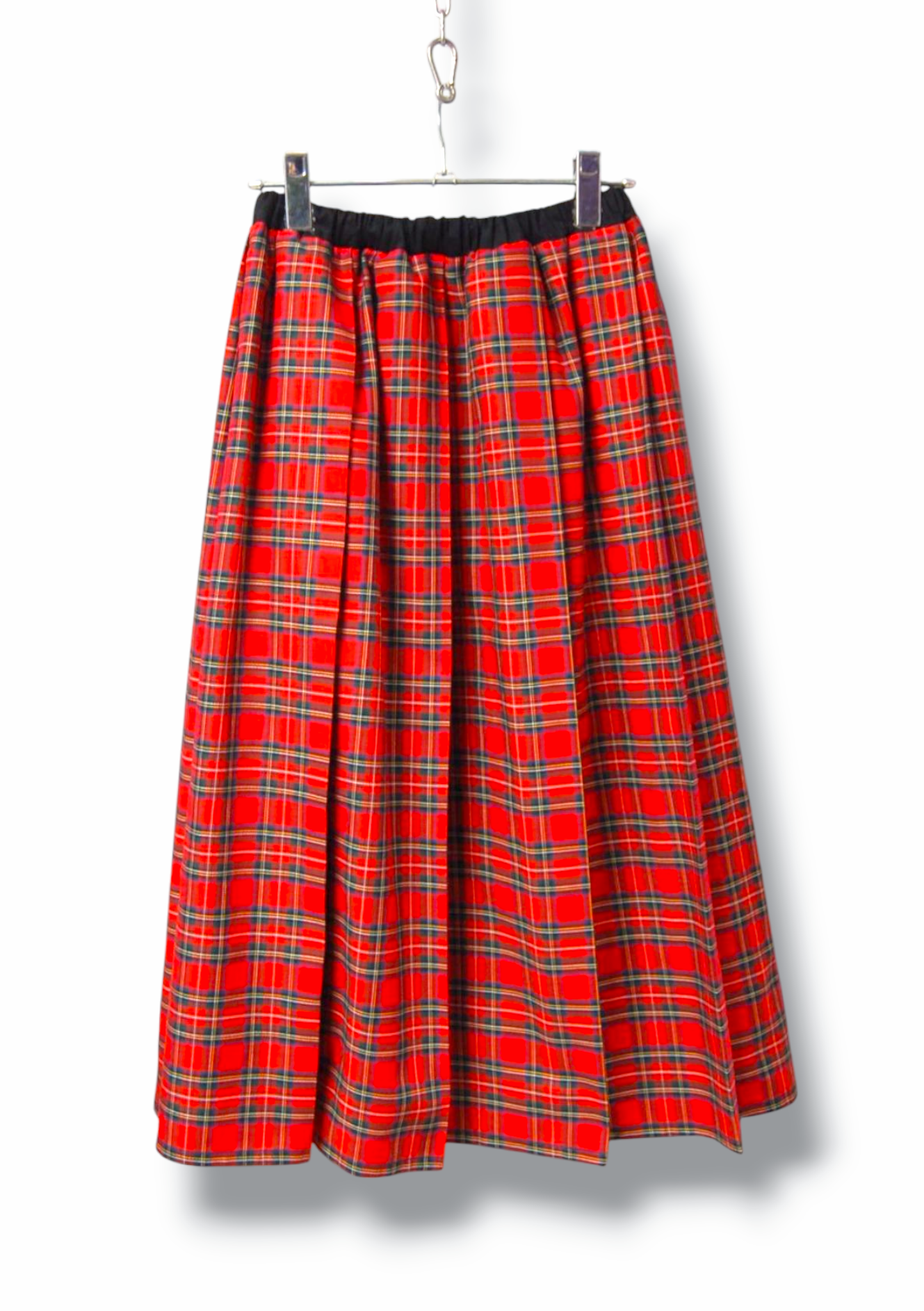 タータンチェック　コットンフレアプリーツロングスカート:red