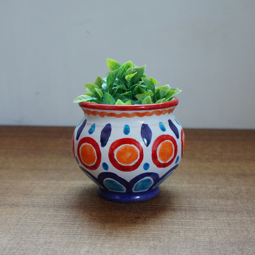 イタリア製　バオリのフラワーベース 鉢カバー 8cm マヨリカ焼き イタリア陶器 フラワーベース 花器