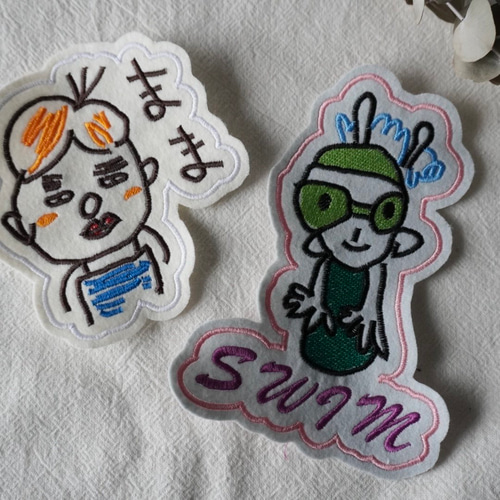 子どもの絵刺繍【ワッペン】似顔絵刺繍 シールワッペン 敬老の日 入園