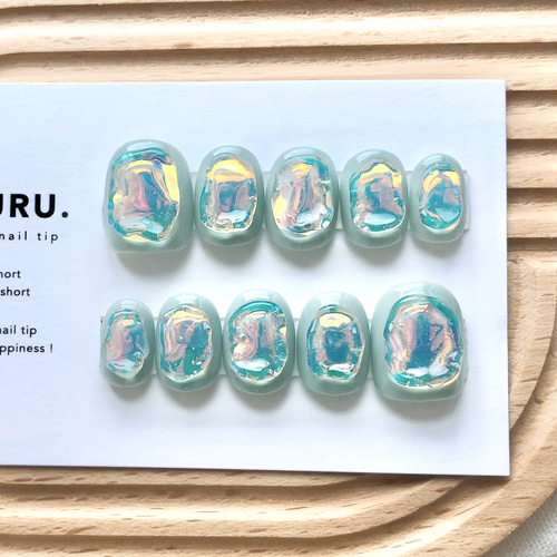 ［19］ネイルチップ うるうるネイル ぷっくり オーロラ ぷるぷる オーダー 19］ネイルチップ うるうるネイル ぷっくり オーロラ ぷるぷる