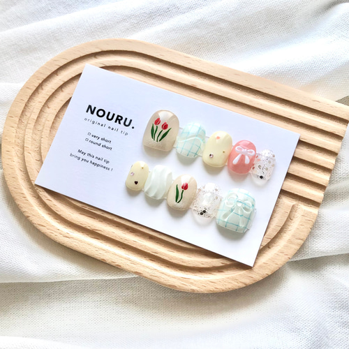 春色チューリップ【サイズオーダー制】￤ネイルチップ マグネット 花 
