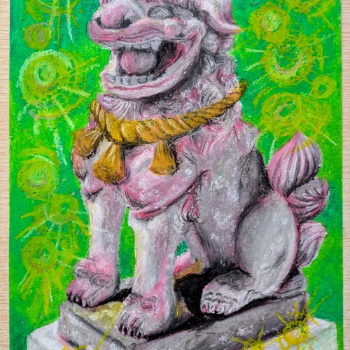 阿吽の狛犬さま 絵画 実幸 通販 19274935｜Creema(クリーマ)