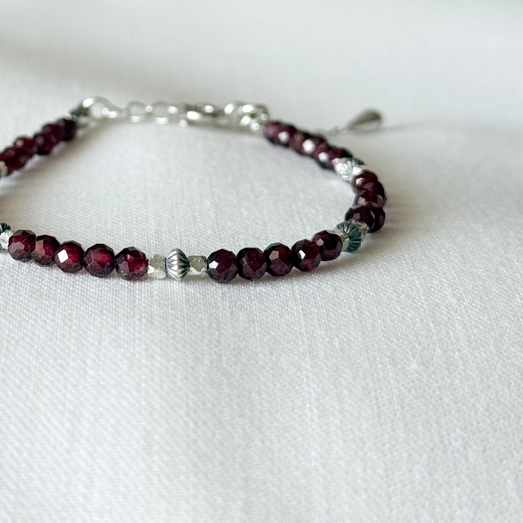 シルバー925 ナバホパール & ガーネット ブレスレット メンズ レディース