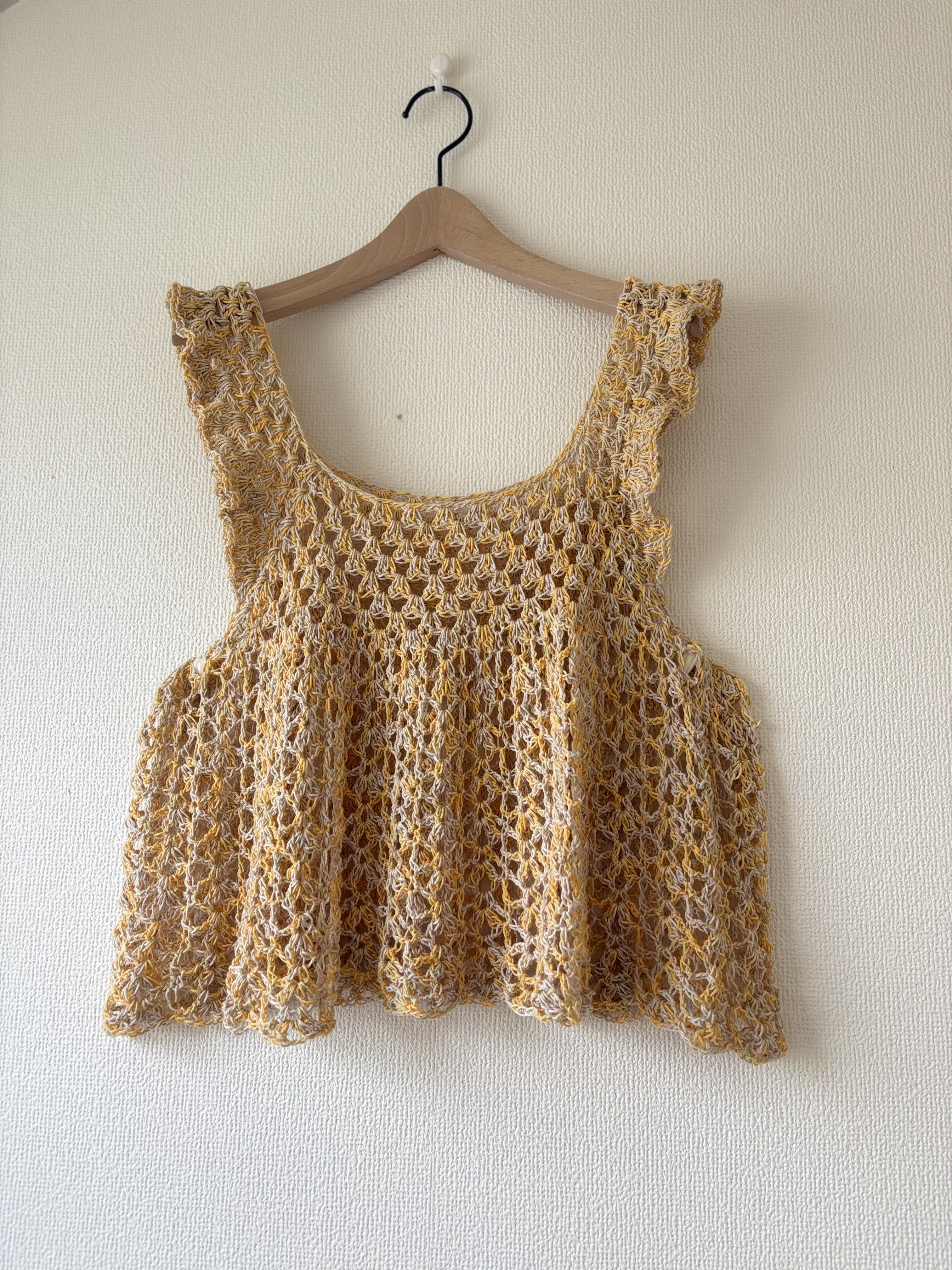‪☆handmade‪☆手編み  黄色フレアキャミソール