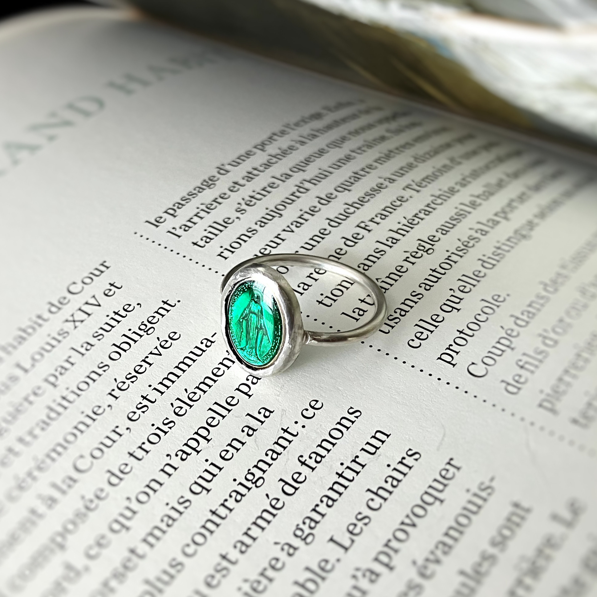 [フランス奇跡のメダイ] Bezel ring - green*SV