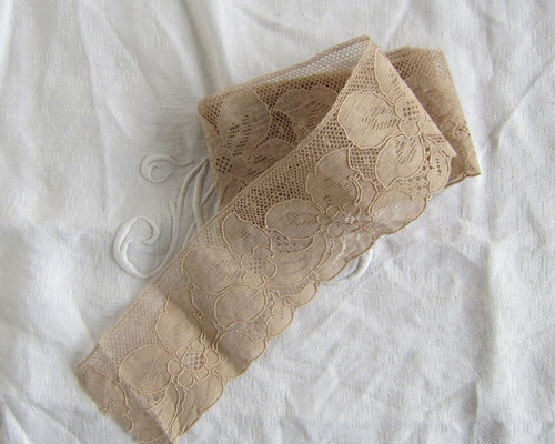 138cm】巾5.5cm 刺繍チュールレース フランスアンティーク レース