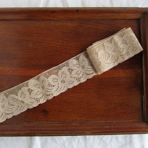 138cm】巾5.5cm 刺繍チュールレース フランスアンティーク レース
