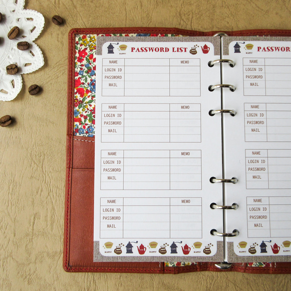 【品番：B-22】バイブルサイズ / パスワードリフィル：システム手帳リフィル 2枚目の画像