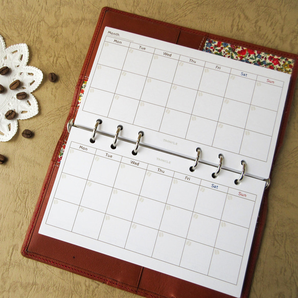 【品番：B-25】バイブルサイズ / マンスリー / 横型 [見開き1カ月]：システム手帳リフィル 2枚目の画像