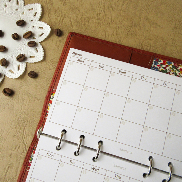 【品番：B-25】バイブルサイズ / マンスリー / 横型 [見開き1カ月]：システム手帳リフィル 1枚目の画像