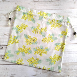 春風に舞うミモザのかごバッグ用インナー袋/Ｍサイズ 4枚目の画像