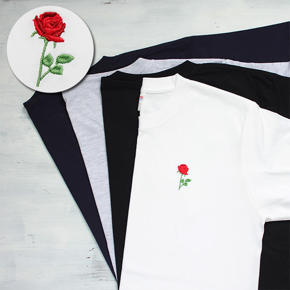 名入れ無料 名前入りTシャツ 薔薇 バラ ローズ 半袖 メンズ レディース