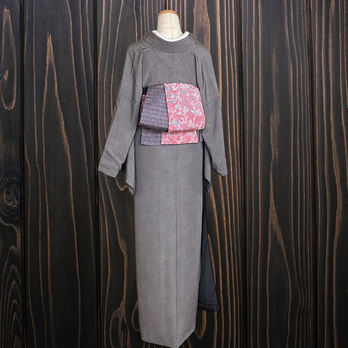 着物反物* 更紗縮緬と壇上紬 大人の兵児帯 半幅帯 長尺465cm