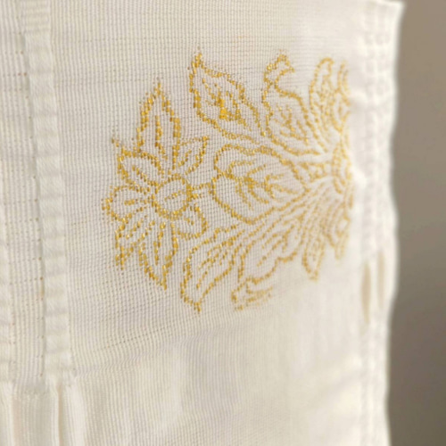 大人の変わり結び　純白の花模様　作り帯付け帯　胴巻き〜95cm　交織 セール☆大人の変わり結び 純白 作り帯付け帯 胴巻き〜95cm 交織