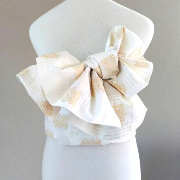 専用です　白の作り帯 セール☆大人の変わり結び 純白 作り帯付け帯 胴巻き〜95cm 交織