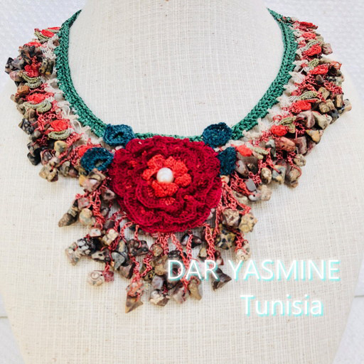 トルコ伝統工芸　oya刺繍　チョーカー　「バラの花と香りにつながりのある大天使ジェフィエル」 チョーカー127