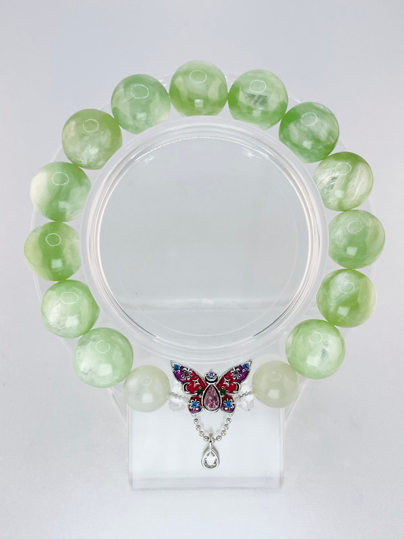 グリーンマイカ/クラック水晶】内径約15.5cm 浄化済み