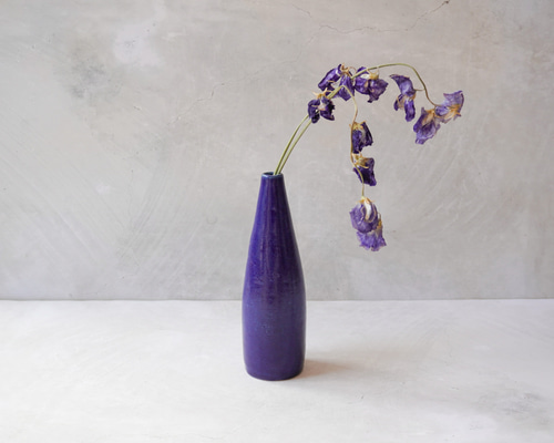 瑠璃色　ガラス　花瓶 ガラス瓶 日本製 吹きガラス 明治・大正 蓋つき 直径12cm