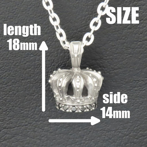 クラウンネックレス シルバー925 黒 【刻印無料】 クラウン 王冠