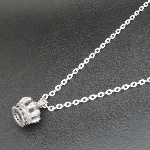 クラウンネックレス シルバー925 黒 【刻印無料】 クラウン 王冠