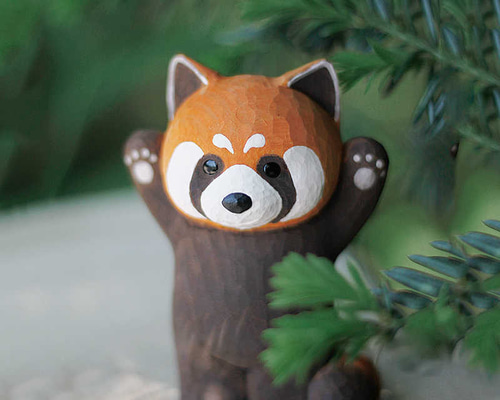 朝早く起きるレッサーパンダ アーティストベア 海外作家様 ハンドメイド 置物 9fb0de0e28edfa84a560e4b5b95b05