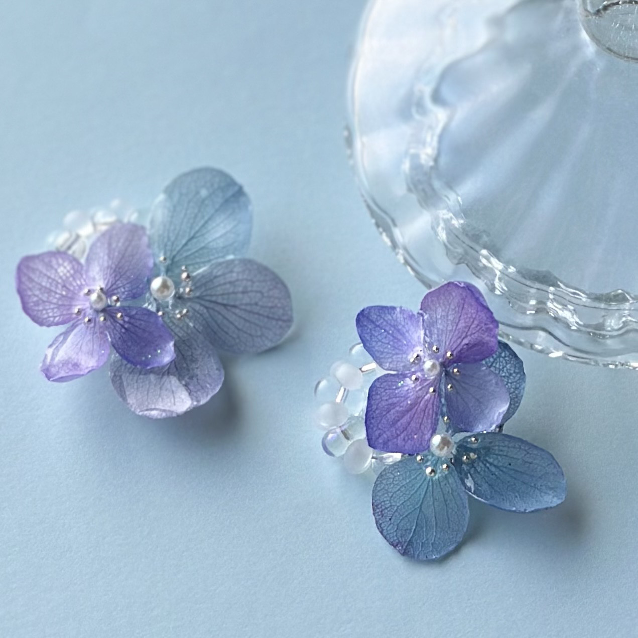 No.359-C 【リメイク】ドライフラワー(紫陽花)☆ピアス・イヤリング No