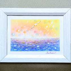 やさしさにつつまれて　ハンドメイドパステル画　絵画アート原画 パステルアート 花火と富士山 パステル画原画 絵画 T's Arts