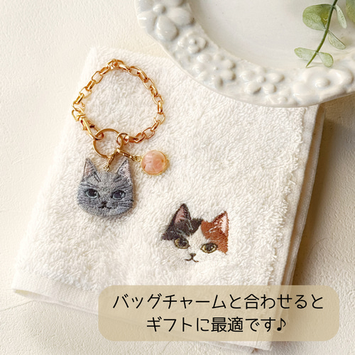 母の日 毎日連れて歩く猫】刺繍 ハンカチ オーガニックコットン 選べる