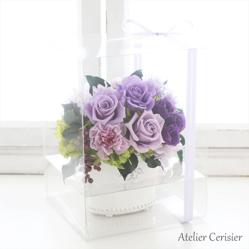 プリザーブドフラワー＜ララ＞ライトパープル アレンジメント 薄紫色の