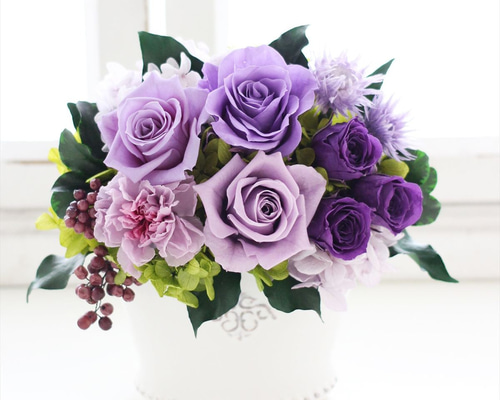 プリザーブドフラワー＜ララ＞ライトパープル アレンジメント 薄紫色の