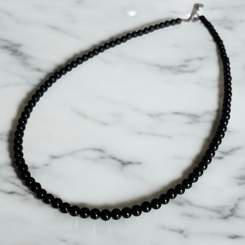 4mmブラックオニキスネックレス40cm PPA0010 ネックレス・ペンダント