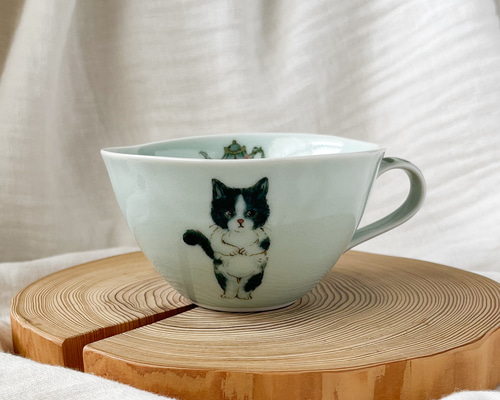 チコロット❤️すべて手描き❤️染付け❤️スープカップ❤️カフェオレ