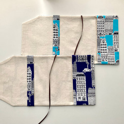 【文庫サイズ】ヨーロッパの街並みのブックカバー ブルー/ネイビー2色展開 5枚目の画像