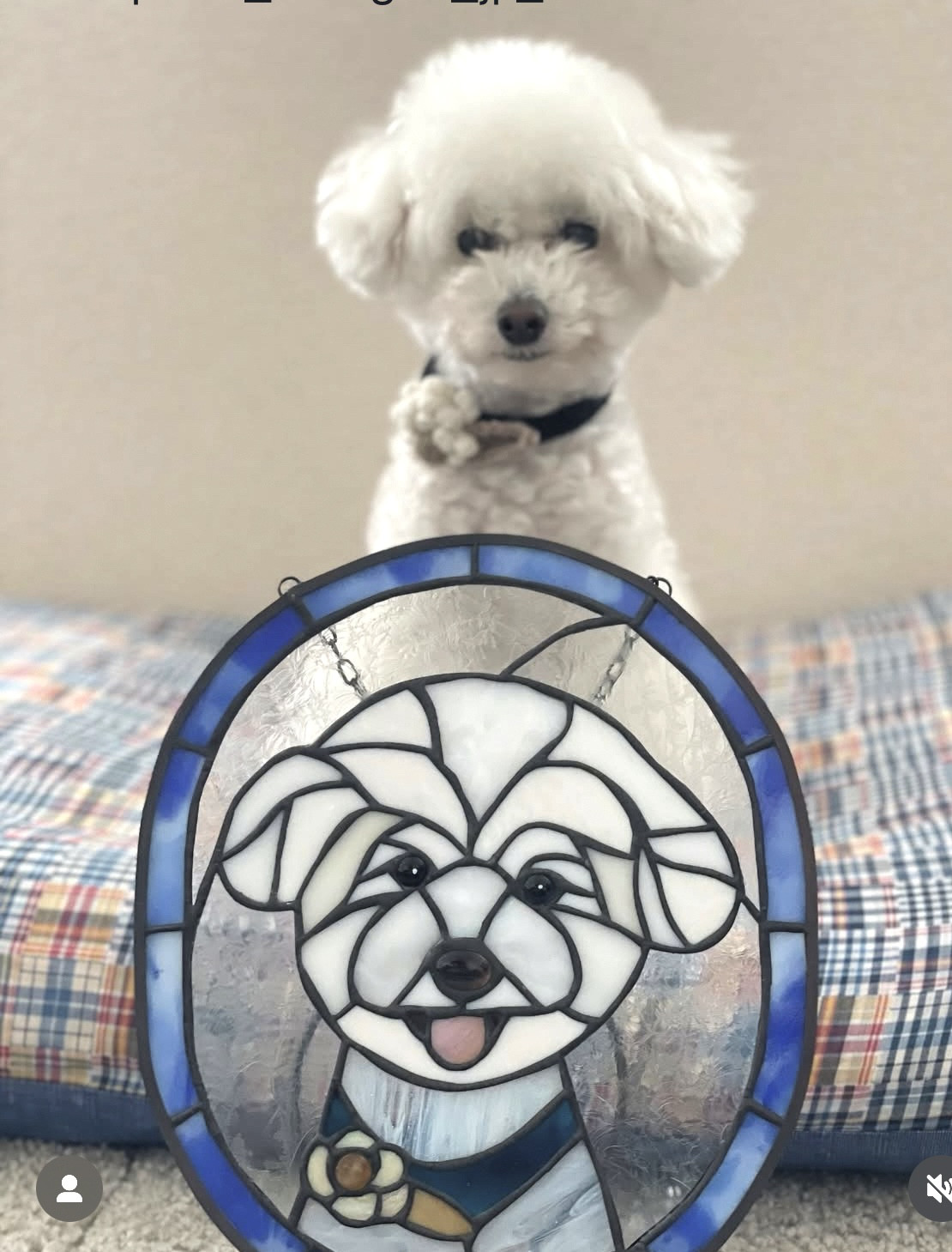 似顔絵ステンドグラスパネル枠付き