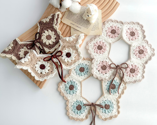 受注制作⌇DAISY⌇手編みのつけ襟スタイˊ˗ スタイ・よだれかけ koguma