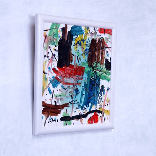 抽象画 現代アート 「彩-47」 色紙に油彩の抽象画、 その他インテリア