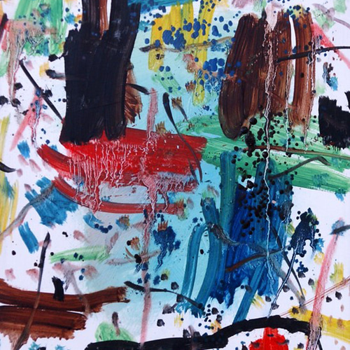 抽象画 現代アート 「彩-47」 色紙に油彩の抽象画、 その他インテリア