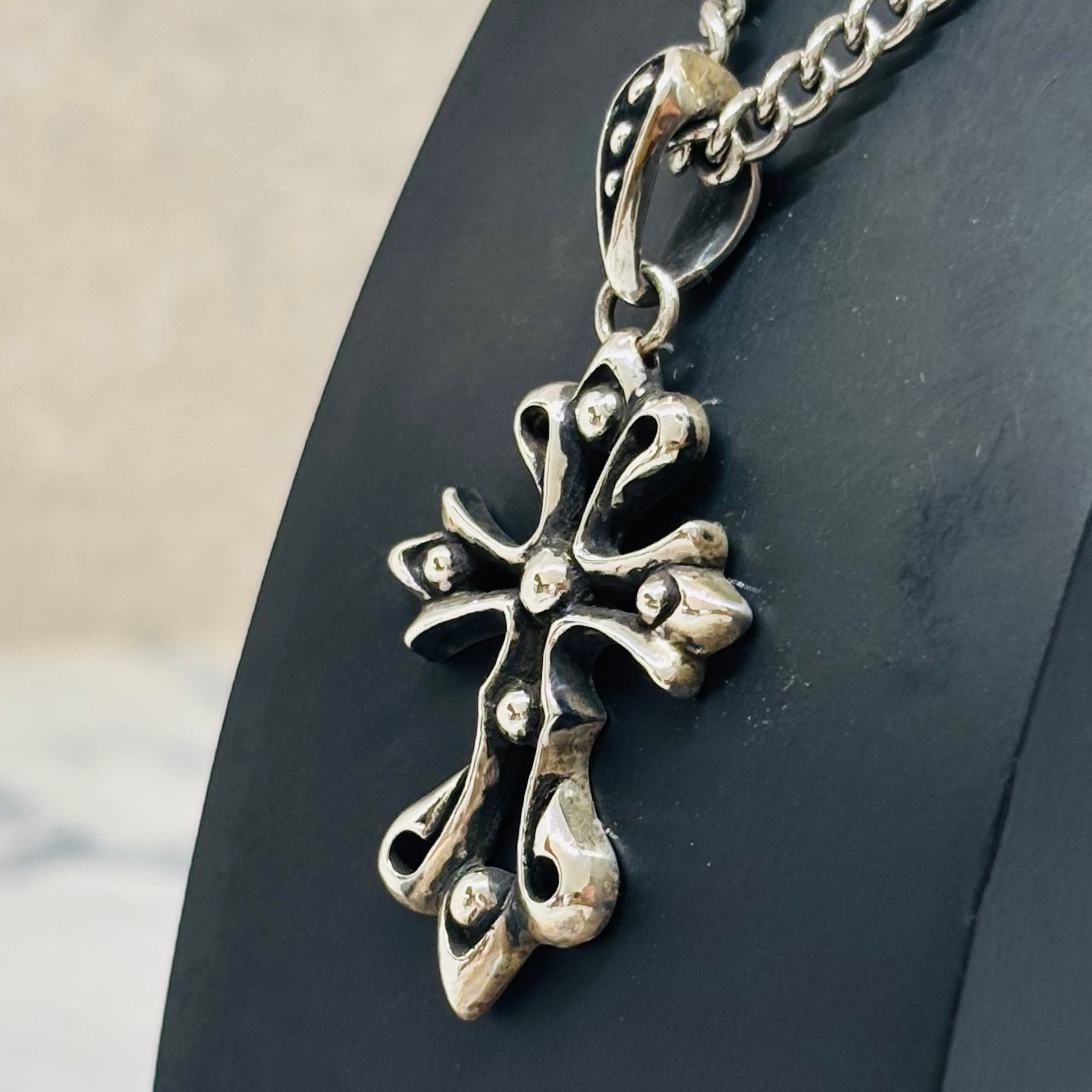 《flare cross》クロストップ(ヌキ)S｜silver925・立体構造・透かし×玉飾り・ユニセックス・ペア対応