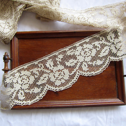 フランスアンティーク赤手刺繍リネン棚飾り布キッチン野菜柄/巾23