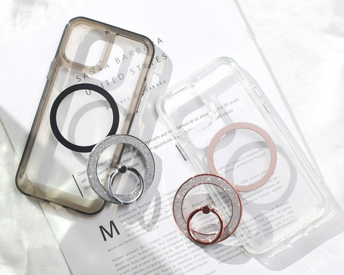 iPhone用透明ソフトケース マグネットリング付き iPhoneケース クリア マグセーフ リング付き マグネット 大人可愛い