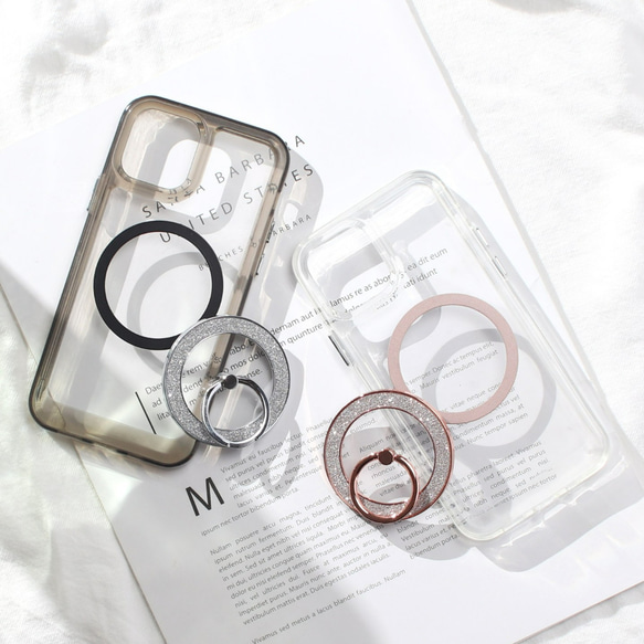iPhone用透明ソフトケース マグネットリング付き iPhoneケース クリア マグセーフ リング付き マグネット 大人可愛い