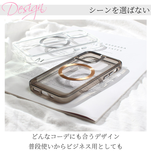 iPhoneケース クリア マグセーフ マグネット 大人可愛い 韓国 シンプル