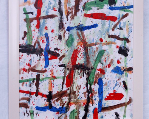抽象油彩画 抽象画 現代アート 「彩-49」 色紙に油彩の抽象画 その他