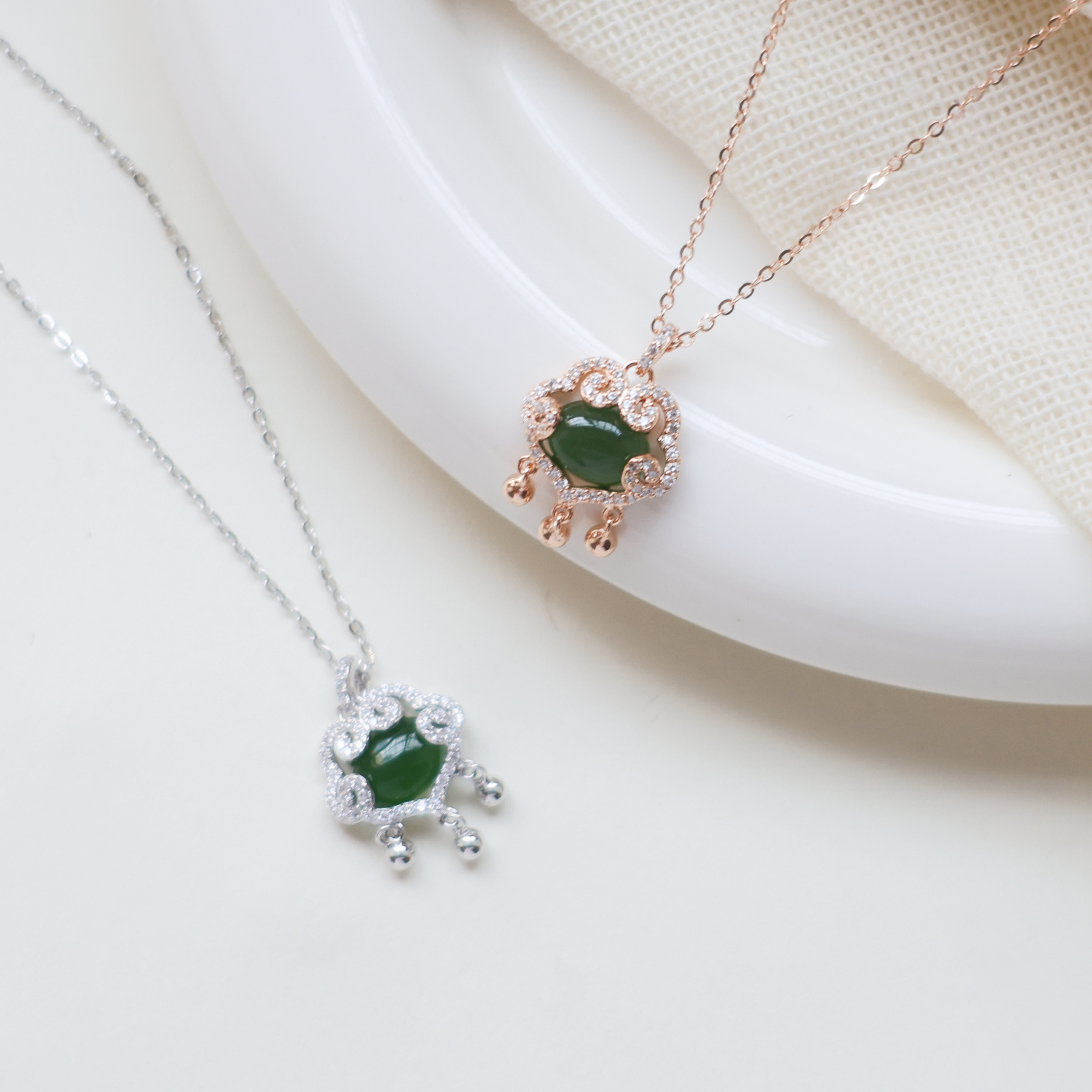 まもりの翡翠ネックレス（シルバー／ゴールド）SV925