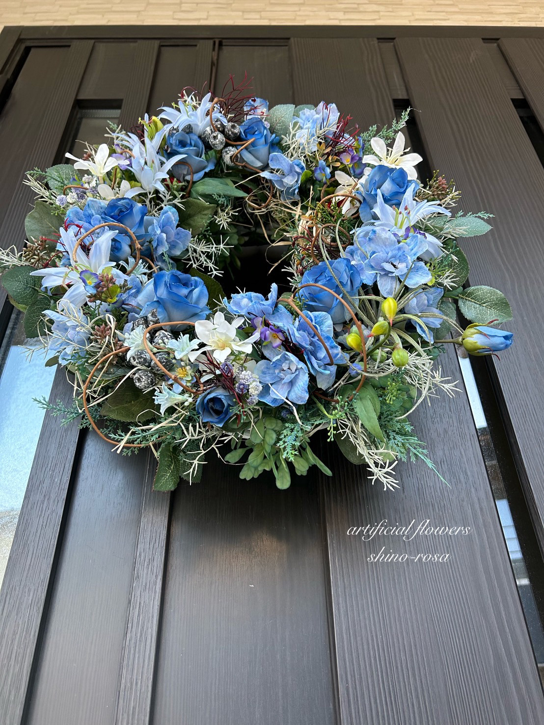 ブルーローズとリリィのリース