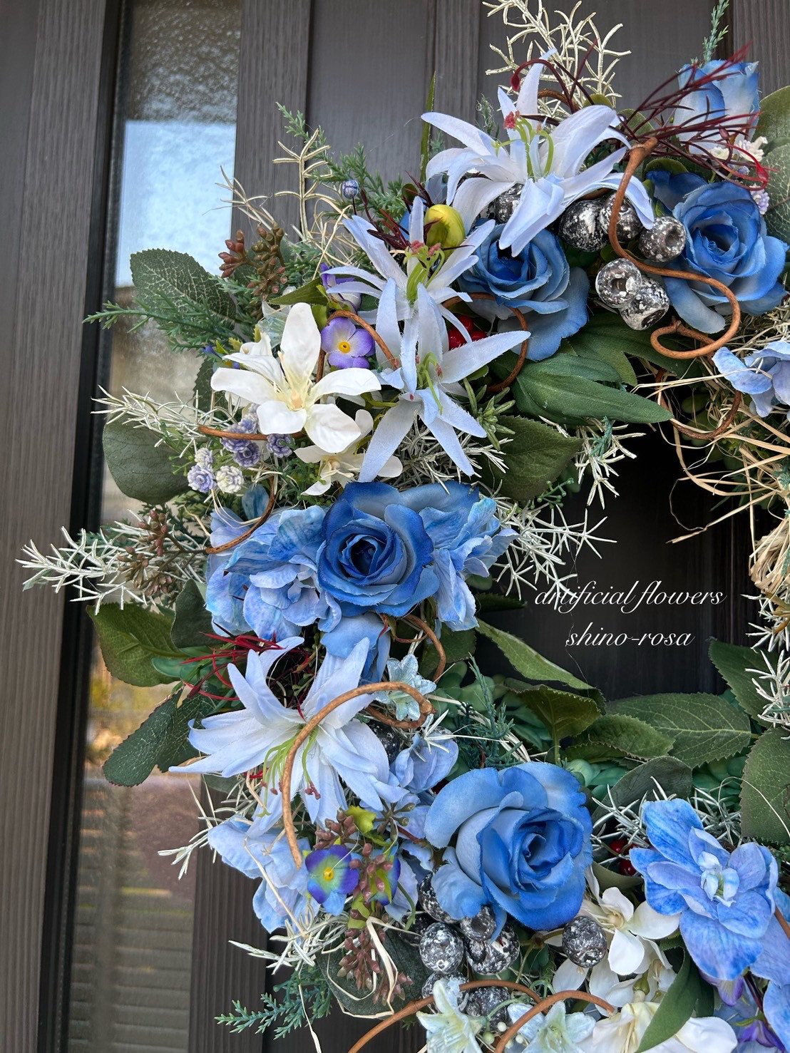 ブルーローズとリリィのリース