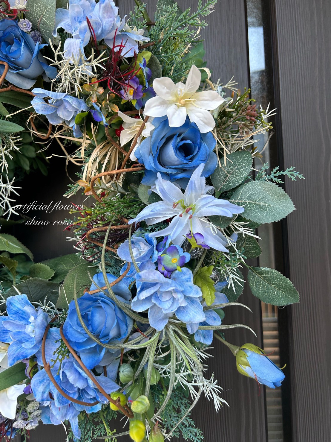 ブルーローズとリリィのリース