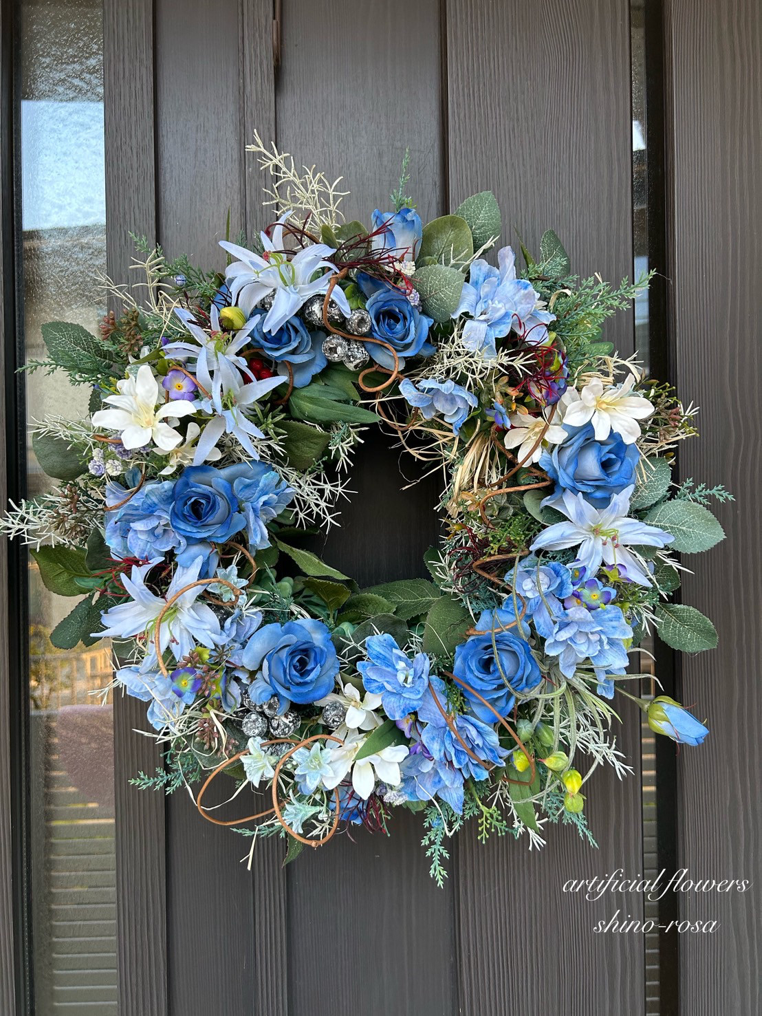 ブルーローズとリリィのリース