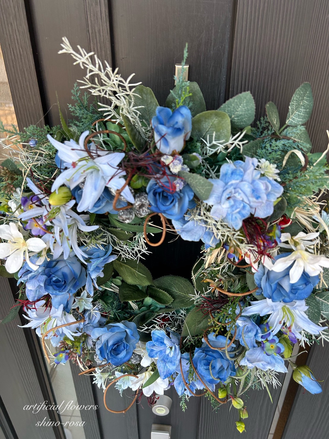 ブルーローズとリリィのリース