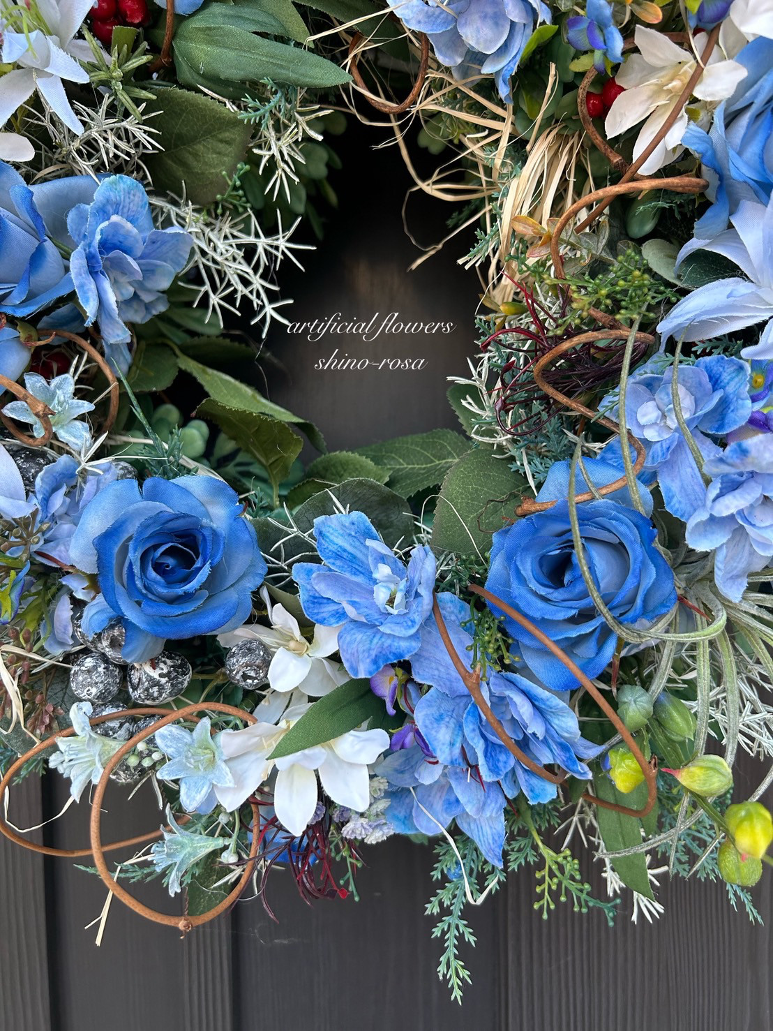 ブルーローズとリリィのリース